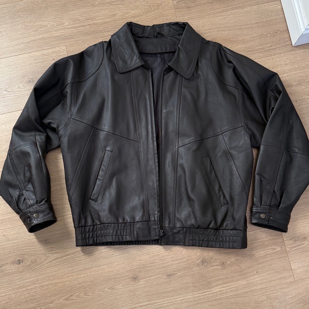 Men's Chocolate Brown Leather Bomber  Jacket